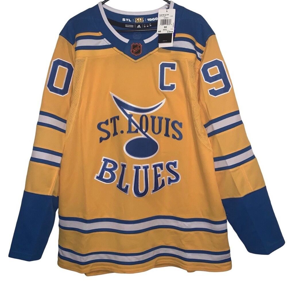 Ryan O’Reilly #90 St. Louis Blues Reverse Retro NHL Hockey Jersey Yellow 50 NWT